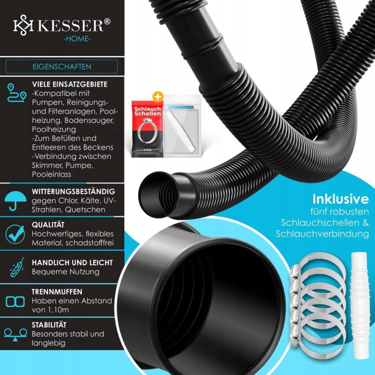 Wąż basenowy KESSER śr. 38 mm dł. 12 m