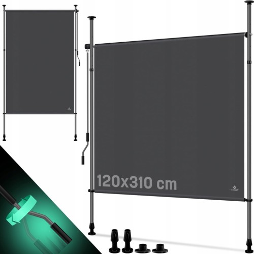 Markiza pionowa na korbkę 120 x 310 cm tkanina, grafitowa