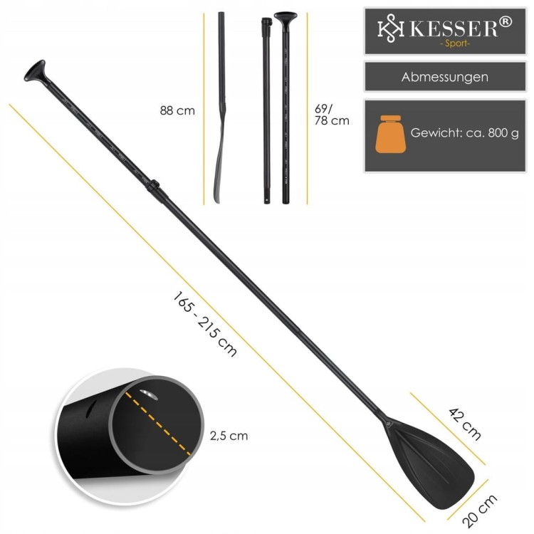 Wiosło Do Deski SUP Kajak 3 Częściowe Składane regulowane 165cm-215cm