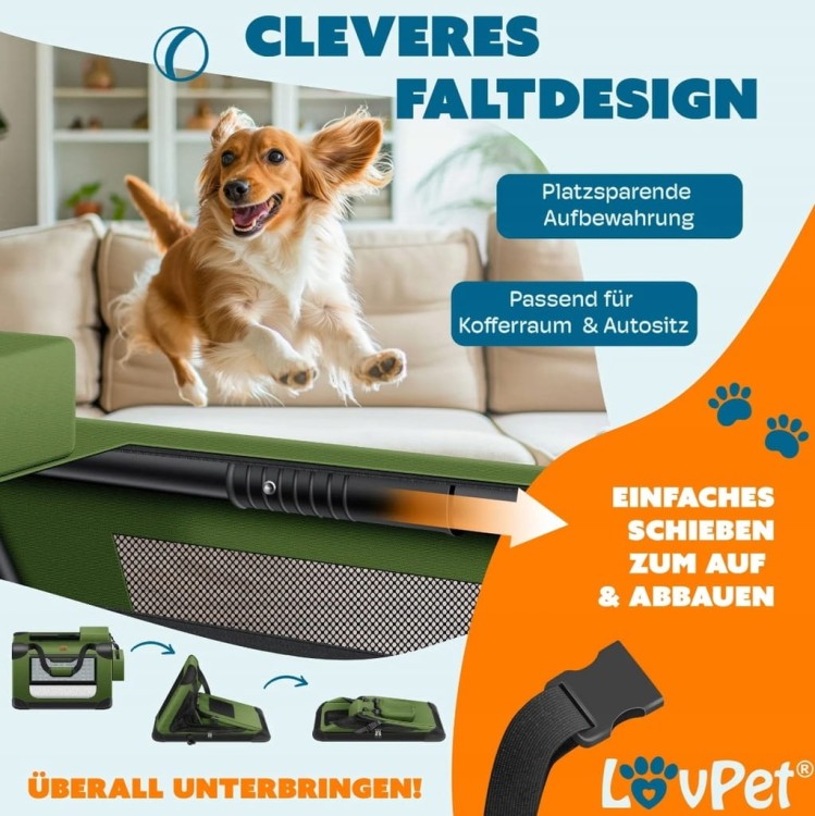 Torba transportowa dla psa LOVPET L zielona 70x52x52 cm