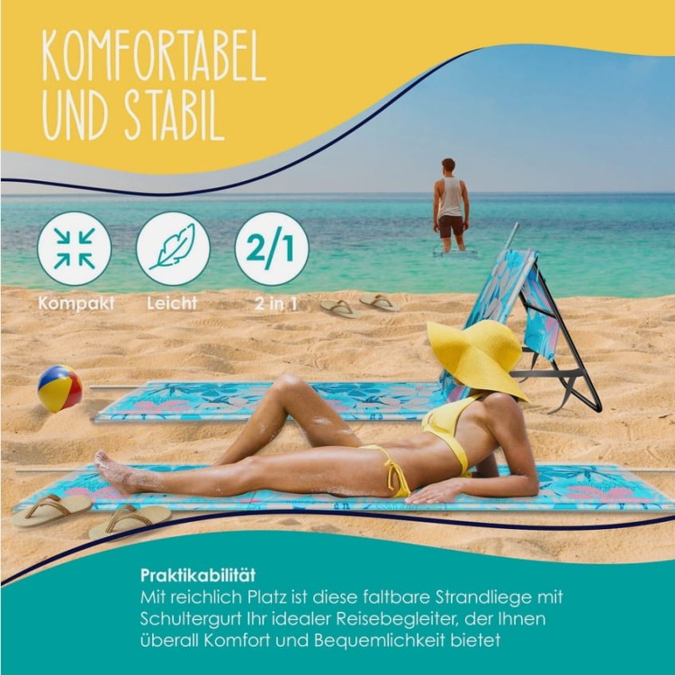 Mata plażowa do opalania KESSER prostokątny 180 x 54 cm - zestaw 2 szt.