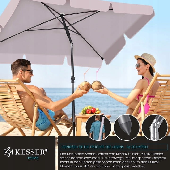 KESSER Parasol ogrodowy taupe 360° UV 7 pozycji + pokrowiec
