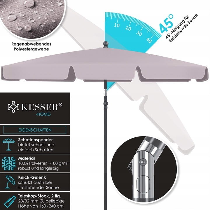 KESSER Parasol ogrodowy taupe 360° UV 7 pozycji + pokrowiec