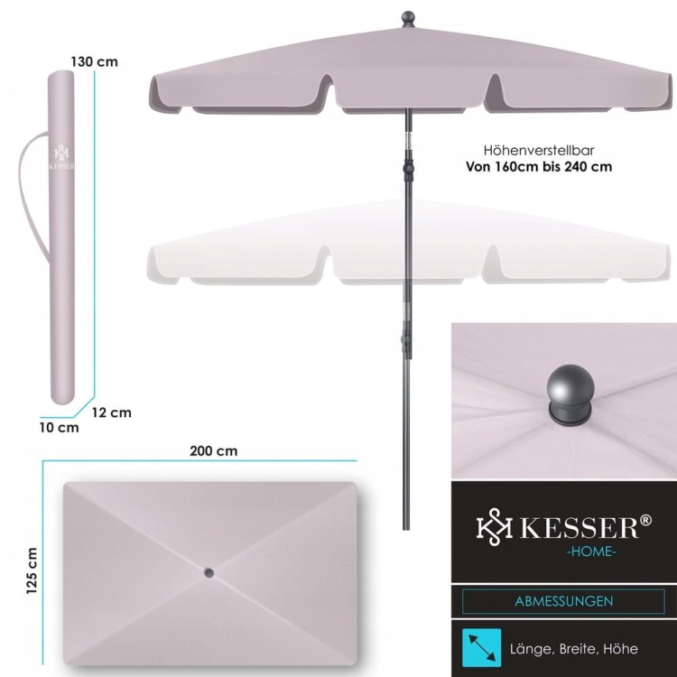 KESSER Parasol ogrodowy taupe 360° UV 7 pozycji + pokrowiec