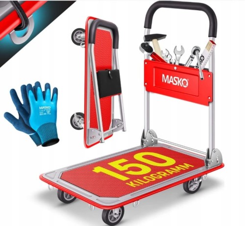 WÓZEK TRANSPORTOWY PLATFORMOWY MAGAZYNOWY 150KG KOŁA 360 STOPNI MASKO