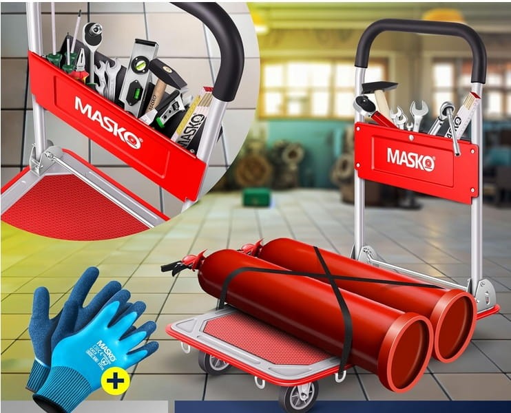 WÓZEK TRANSPORTOWY PLATFORMOWY MAGAZYNOWY 150KG KOŁA 360 STOPNI MASKO