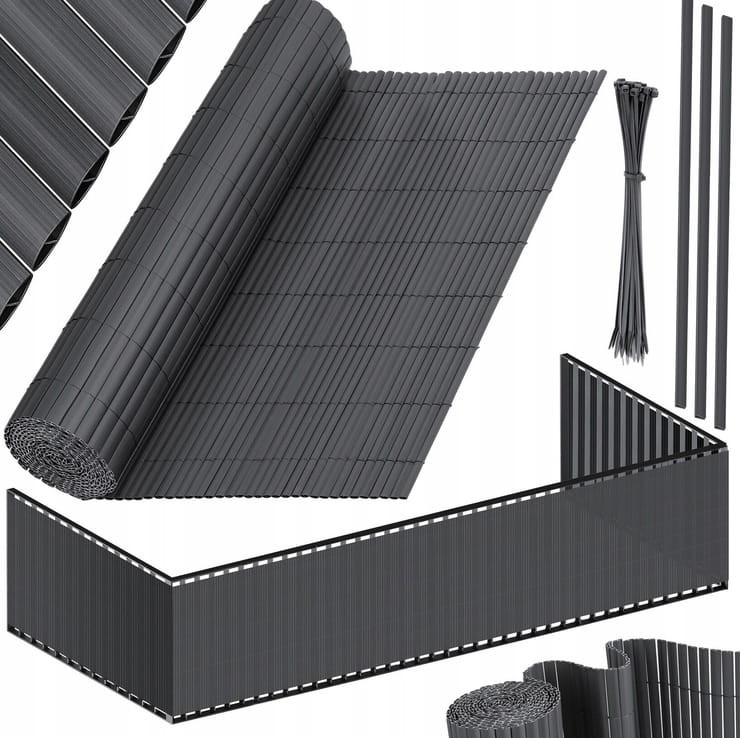 OSŁONA MATA NA BALKON TARAS BALKONOWA ANTRACYT 100X300 CM KESSER PCV