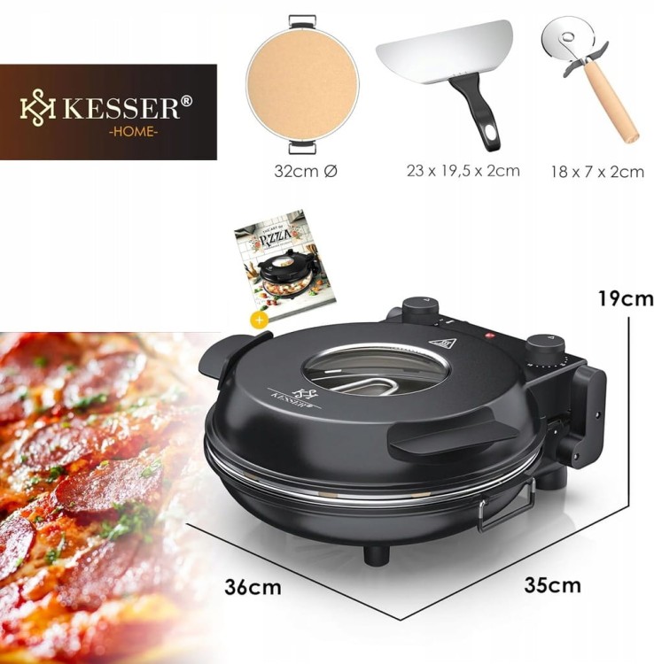 PIEC DO PIZZY ELEKTRYCZNY MASZYNA DO PIZZY 1200 W OGNIOODPORNA PŁYTA KESSER