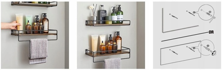 Półka zestaw półek Songmics 40 x 15 cm dąb rustykalny