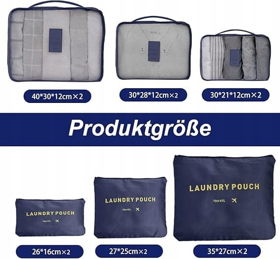 12x TORBY PODRÓŻNE DO WALIZKI ORGANIZER DO BAGAŻU KOSMETYCZKA WODOODPORNE