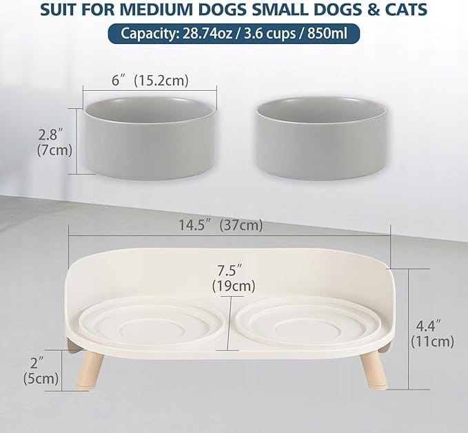 FUTTERNAPF Ceramiczny Podwójny Miska Dla Psów i Kotów 850ml x 2