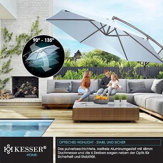 Parasol KESSER niebieski 300 x 240 cm