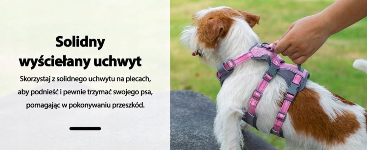 Szelki wodoodporne, odblaskowe regulowane dla psa HUNTBOO różowe S