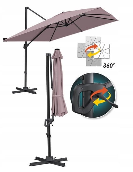 PARASOL OGRODOWY PRZECIWSŁONECZNY 300CM 360 STOPNI XXL KESSER
