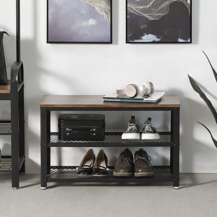 Ławka na buty stojak na buty z 2 półkami, organizer na buty 73x30x45cm