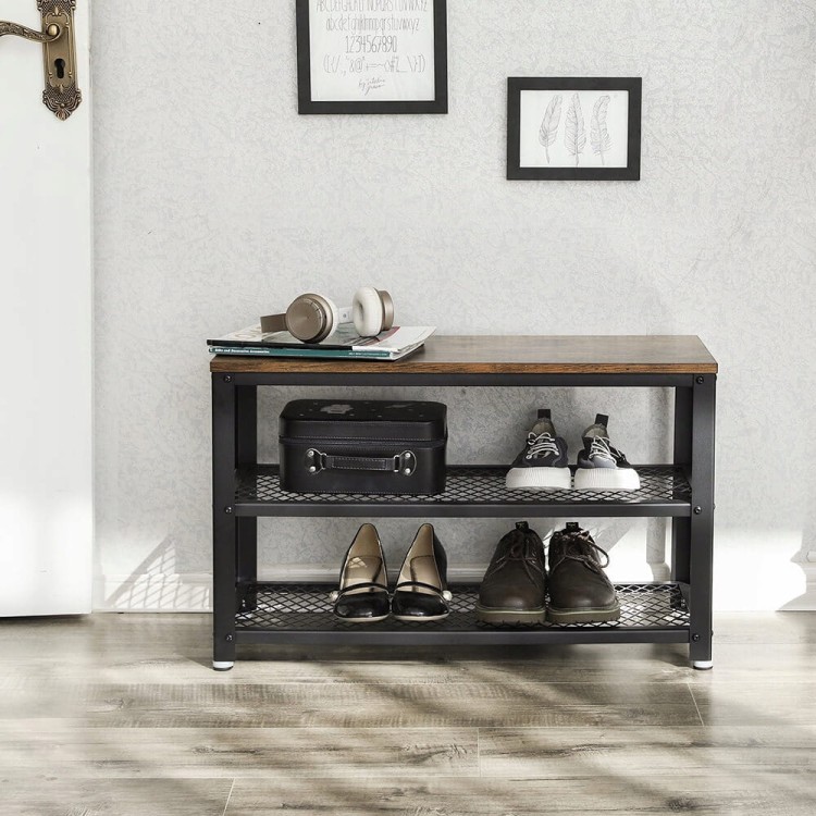 Ławka na buty stojak na buty z 2 półkami, organizer na buty 73x30x45cm