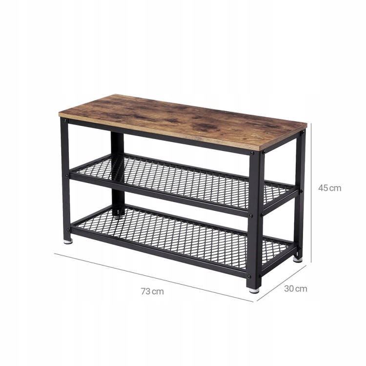 Ławka na buty stojak na buty z 2 półkami, organizer na buty 73x30x45cm