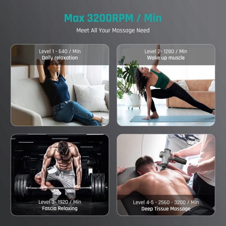 Pistolet do masażu shiatsu, masaż perkusyjny terapia mięśni 7 końcówek