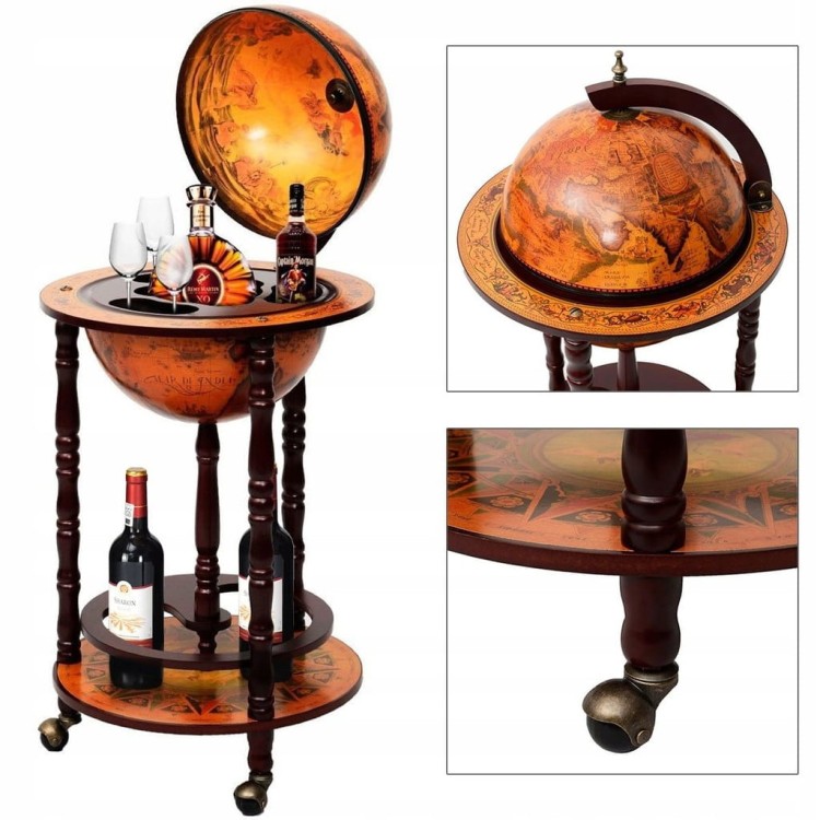 Stojak na wino Costway drewniany brązowy w stylu vintage globus