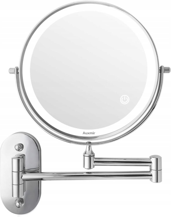 Lustro ścienne Auxmir koło 170 x 170 mm 5krotne przybliżenie na baterie